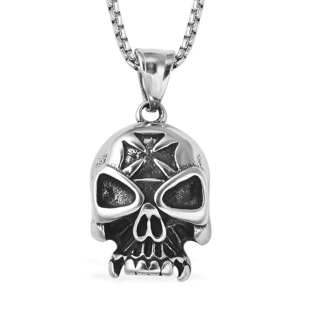 Skull Leather Bracelet  and Pendant Necklace